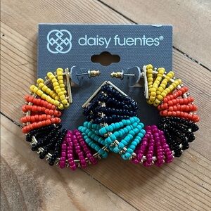 Daisy Fuentes Multicolor Beaded Hoop Earrings